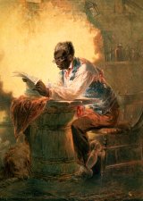 Untitled watercolor of a man reading a newspaper, about 1863, by Henry Louis Stephens.
